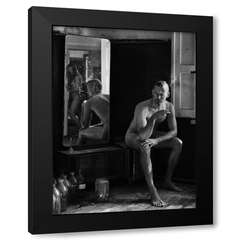 Hate It When You Leave Black Modern Wood Framed Art Print with Double Matting by Kapsha, Eduards