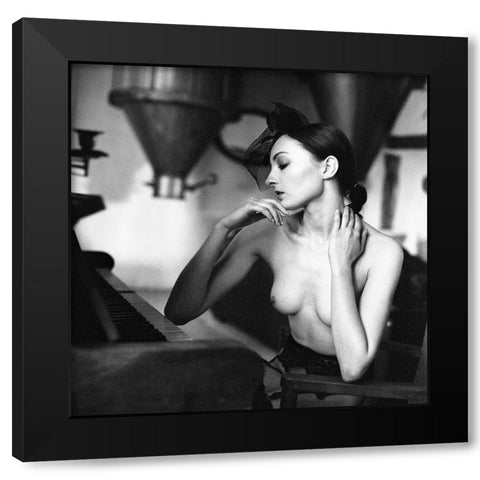 Pianist Black Modern Wood Framed Art Print with Double Matting by Kaminski, Lukas