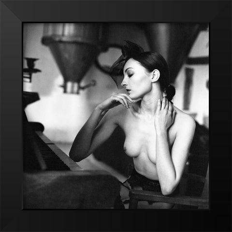 Pianist Black Modern Wood Framed Art Print by Kaminski, Lukas