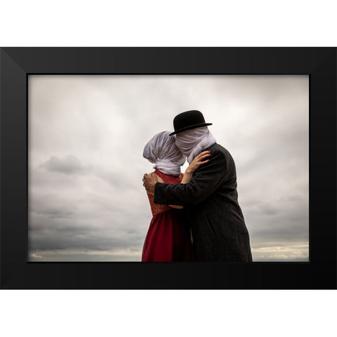 The Lovers Then And Now Black Modern Wood Framed Art Print by Ze, Genadijs