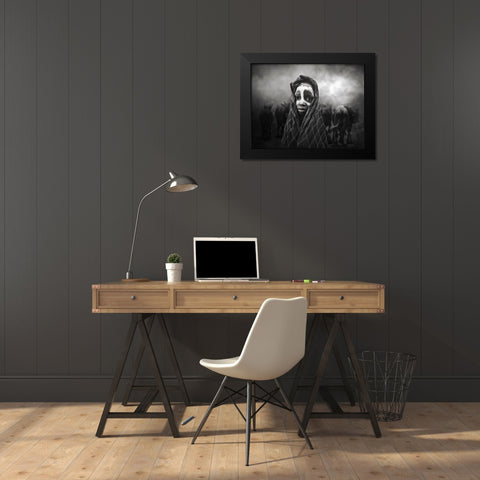 Caro Boy Black Modern Wood Framed Art Print by Yosifov, Svetlin