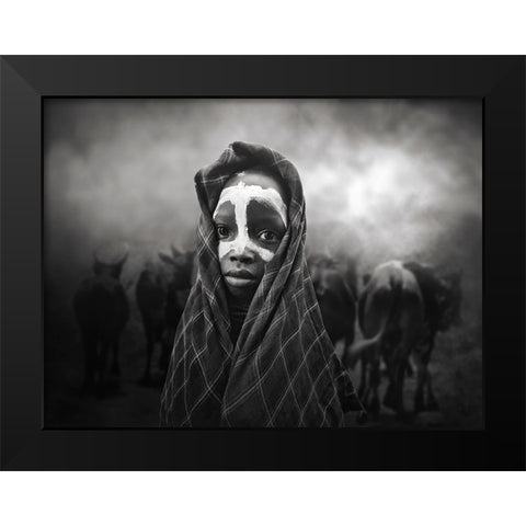 Caro Boy Black Modern Wood Framed Art Print by Yosifov, Svetlin