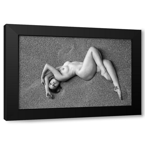 Golden Spiral Black Modern Wood Framed Art Print by Kapsha, Eduards