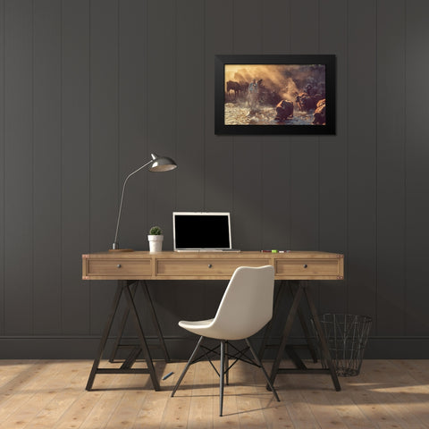 The Buffalo Shepherd Black Modern Wood Framed Art Print by Aktar, Meric