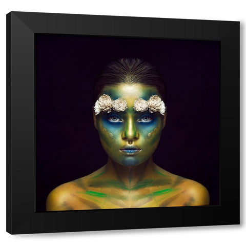 Dark Girl Black Modern Wood Framed Art Print by Mukherjee, Debarghya