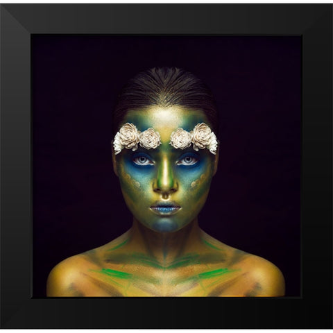 Dark Girl Black Modern Wood Framed Art Print by Mukherjee, Debarghya