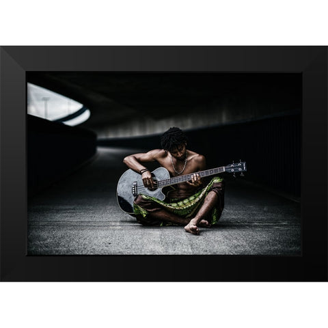 Bass Black Modern Wood Framed Art Print by Camlilar, Erkan
