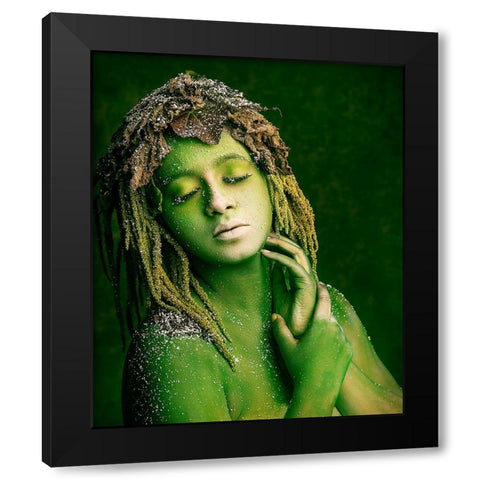 Green Witch Black Modern Wood Framed Art Print with Double Matting by Mukherjee, Debarghya