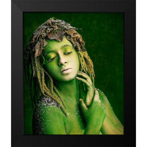 Green Witch Black Modern Wood Framed Art Print by Mukherjee, Debarghya