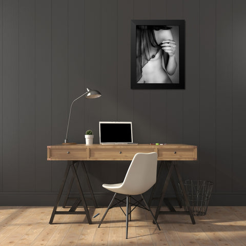 The Model And Her Veil Black Modern Wood Framed Art Print by Noguera, Cesc