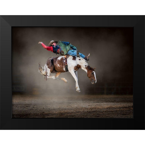 Buckjumping Black Modern Wood Framed Art Print by Ma, Frank