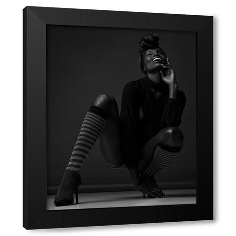Happy Erika Black Modern Wood Framed Art Print by Diaz, Anderson
