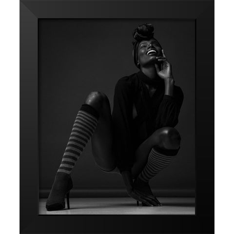 Happy Erika Black Modern Wood Framed Art Print by Diaz, Anderson