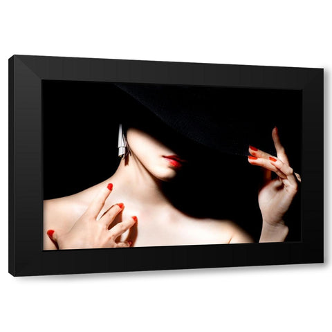 Red Black Modern Wood Framed Art Print with Double Matting by Washimi, Masatoshi