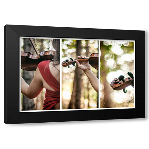 Notes In The Forest Black Modern Wood Framed Art Print with Double Matting by Kokdemir, Dogan