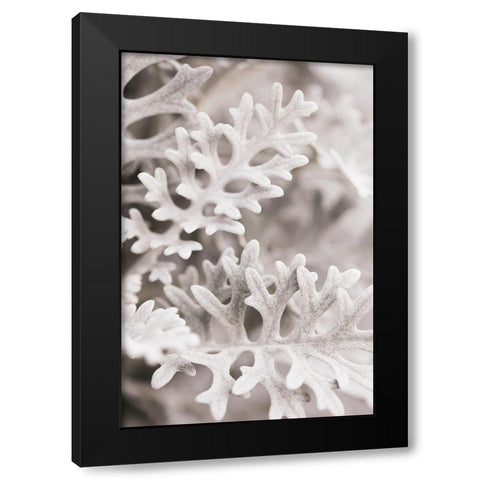 Silver Leaves Black Modern Wood Framed Art Print by 1x Studio III