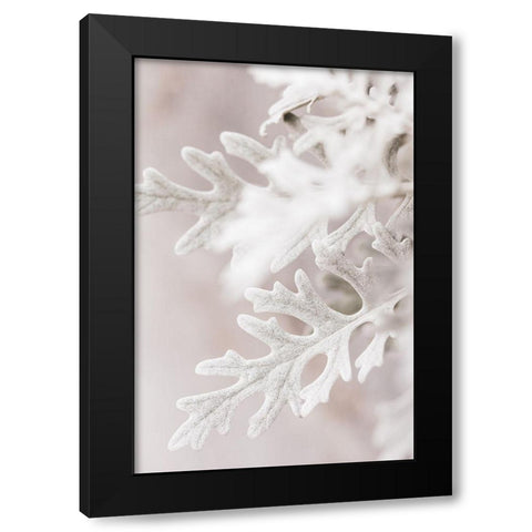 Silver Leaves No 2 Black Modern Wood Framed Art Print by 1x Studio III
