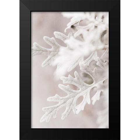 Silver Leaves No 2 Black Modern Wood Framed Art Print by 1x Studio III