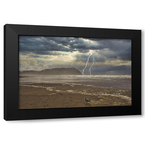 Calm And Storm Black Modern Wood Framed Art Print by Kulkarni, Sunil