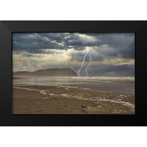 Calm And Storm Black Modern Wood Framed Art Print by Kulkarni, Sunil