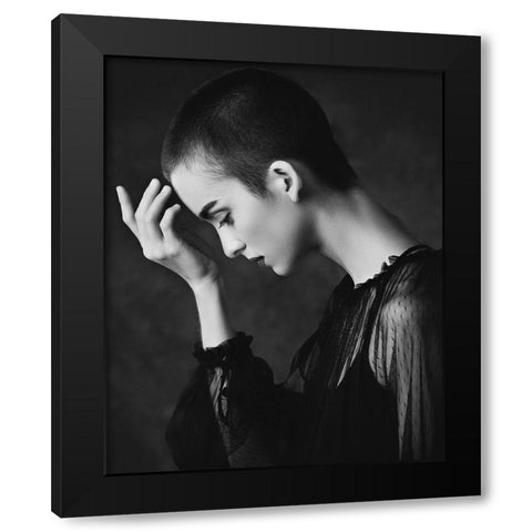 Le Penseur Black Modern Wood Framed Art Print by Diaz, Anderson