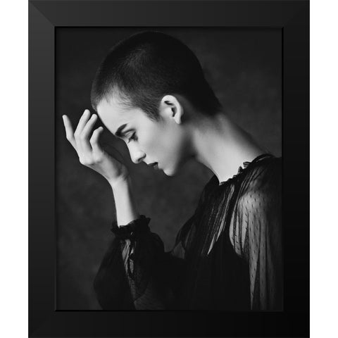 Le Penseur Black Modern Wood Framed Art Print by Diaz, Anderson