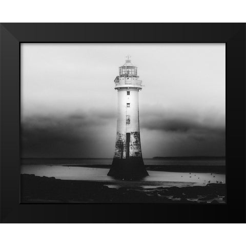 Lighthouse Black Modern Wood Framed Art Print by Zemojtel, Monika