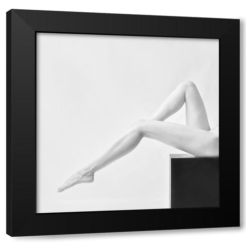 Lines Black Modern Wood Framed Art Print with Double Matting by Belokonov, Boris