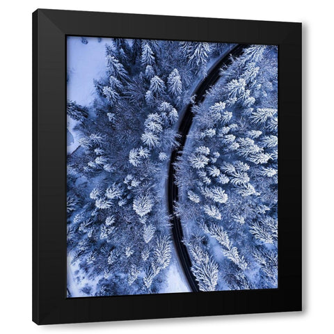 The road not taken Black Modern Wood Framed Art Print by Razvan