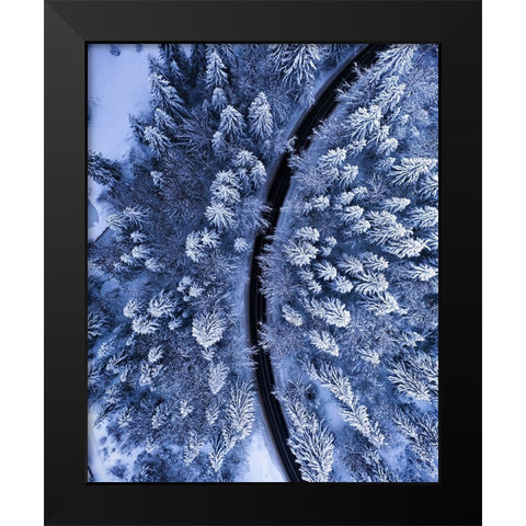 The road not taken Black Modern Wood Framed Art Print by Razvan