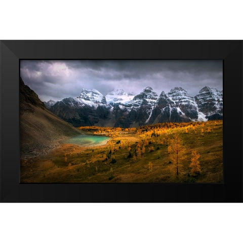 Larch Valley Black Modern Wood Framed Art Print by P., Ruiqing