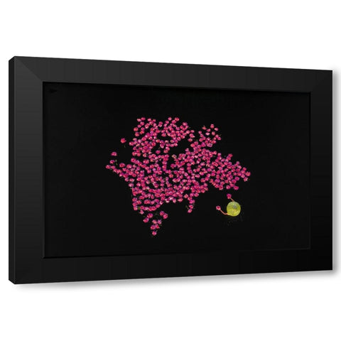 Harvesting water lilies Black Modern Wood Framed Art Print with Double Matting by Tanvir