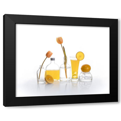 Orange Juice Black Modern Wood Framed Art Print by GaoSL
