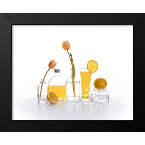Orange Juice Black Modern Wood Framed Art Print by GaoSL