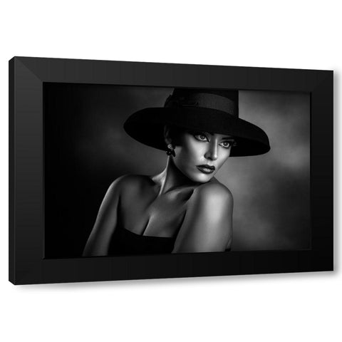 Lady Ros Black Modern Wood Framed Art Print with Double Matting by Tambe, Peppe