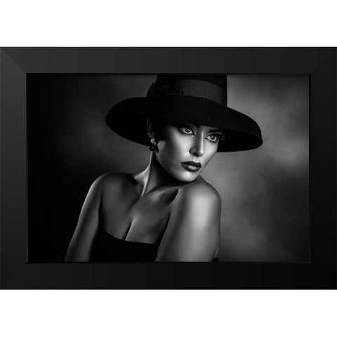 Lady Ros Black Modern Wood Framed Art Print by Tambe, Peppe