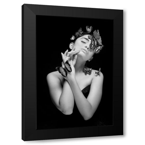 PASSION OF ELEGANCE IN MONOCHROME Black Modern Wood Framed Art Print with Double Matting by Samanta, Joyraj
