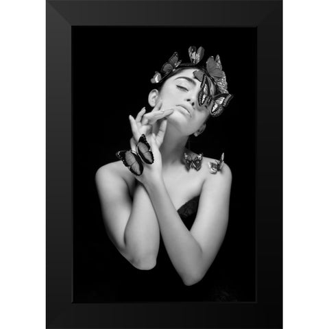 PASSION OF ELEGANCE IN MONOCHROME Black Modern Wood Framed Art Print by Samanta, Joyraj