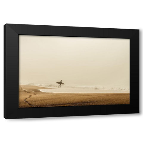 Surfer Black Modern Wood Framed Art Print by Reichelt, Dieter