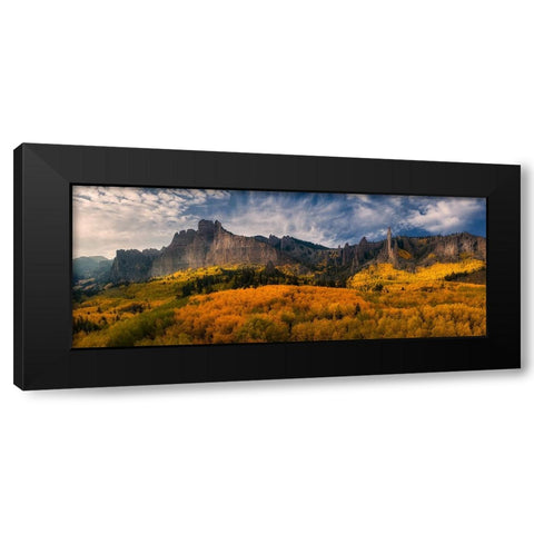 Golden Carpet Under Castle Rocks Black Modern Wood Framed Art Print with Double Matting by Xu, Mei