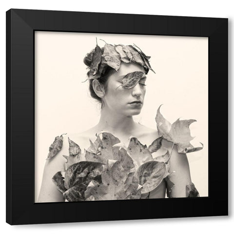 Autoportrait Leaves Black Modern Wood Framed Art Print by Fischer, Caroline