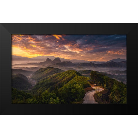Open The Morning Black Modern Wood Framed Art Print by Seo, Tiger
