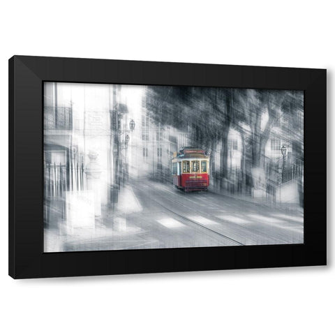 Lisboa Black Modern Wood Framed Art Print with Double Matting by Reichelt, Dieter