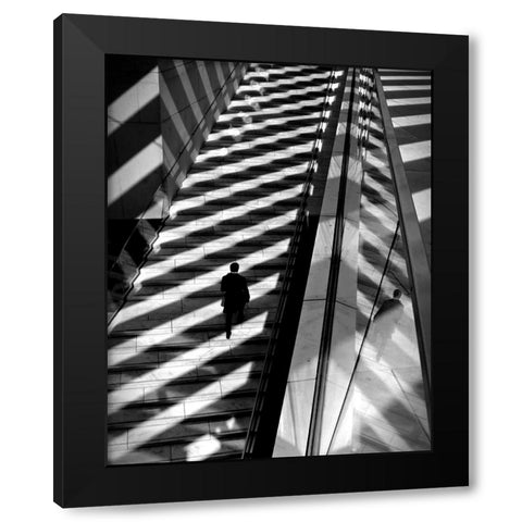 Walking Light And Shadows Black Modern Wood Framed Art Print with Double Matting by Ezequiel59