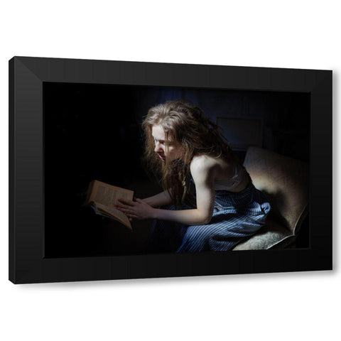 La Liseuse Black Modern Wood Framed Art Print with Double Matting by Bouchard, Christian