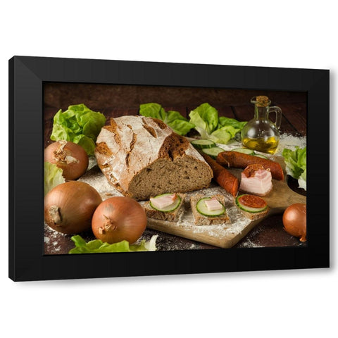 Breakfast Black Modern Wood Framed Art Print with Double Matting by Nick, Noa