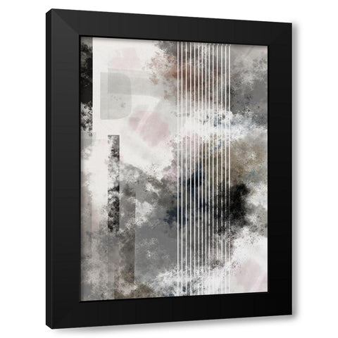 Stripes 01 Black Modern Wood Framed Art Print with Double Matting by 1x Studio II