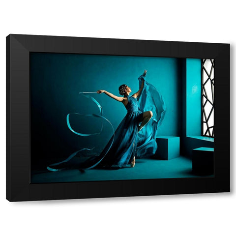 Blue Ribbon Black Modern Wood Framed Art Print with Double Matting by Muliani Hartojo, Angela