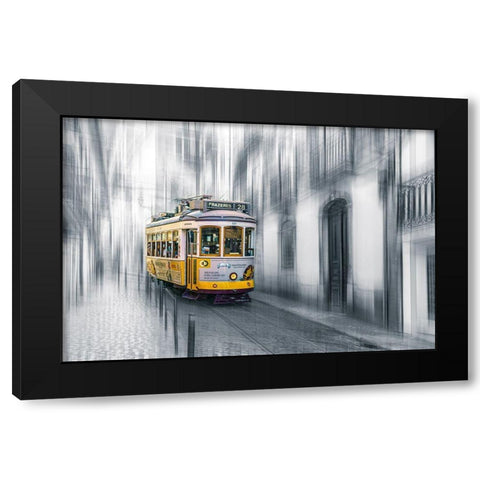 Lisboa Black Modern Wood Framed Art Print with Double Matting by Reichelt, Dieter