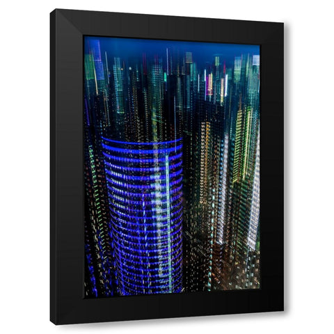tokyo layers Black Modern Wood Framed Art Print with Double Matting by Makoto, Sasaki